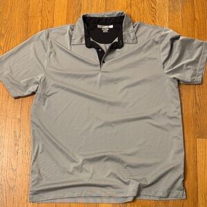 Greg Norman Collection Light Gray Polo with Black Contrast Collar